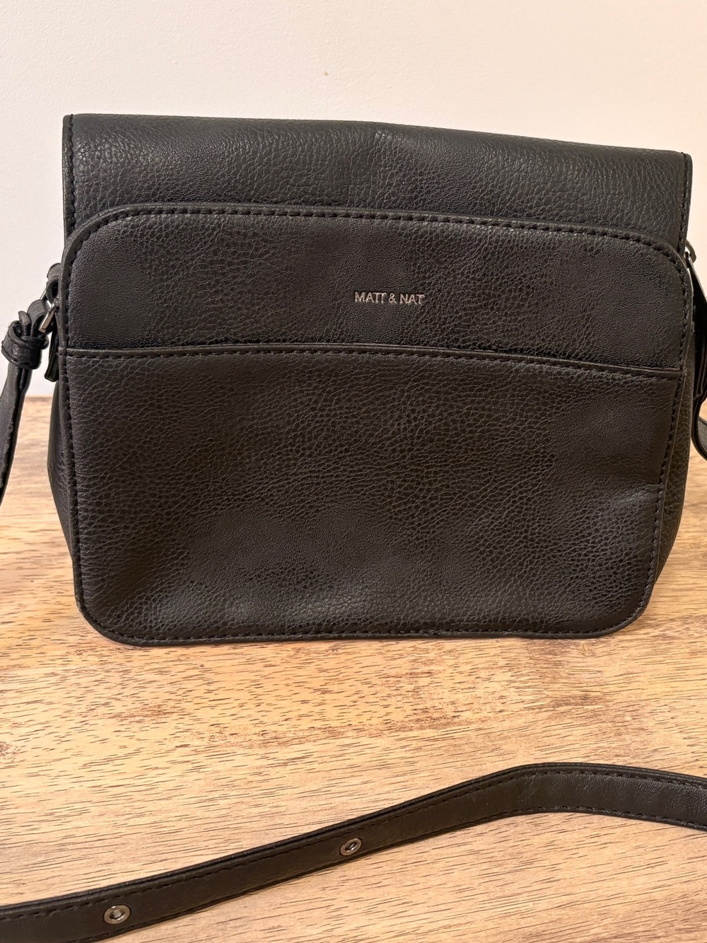 Matt & Nat Black Pebbled Vegan Leather Crossbody Bag